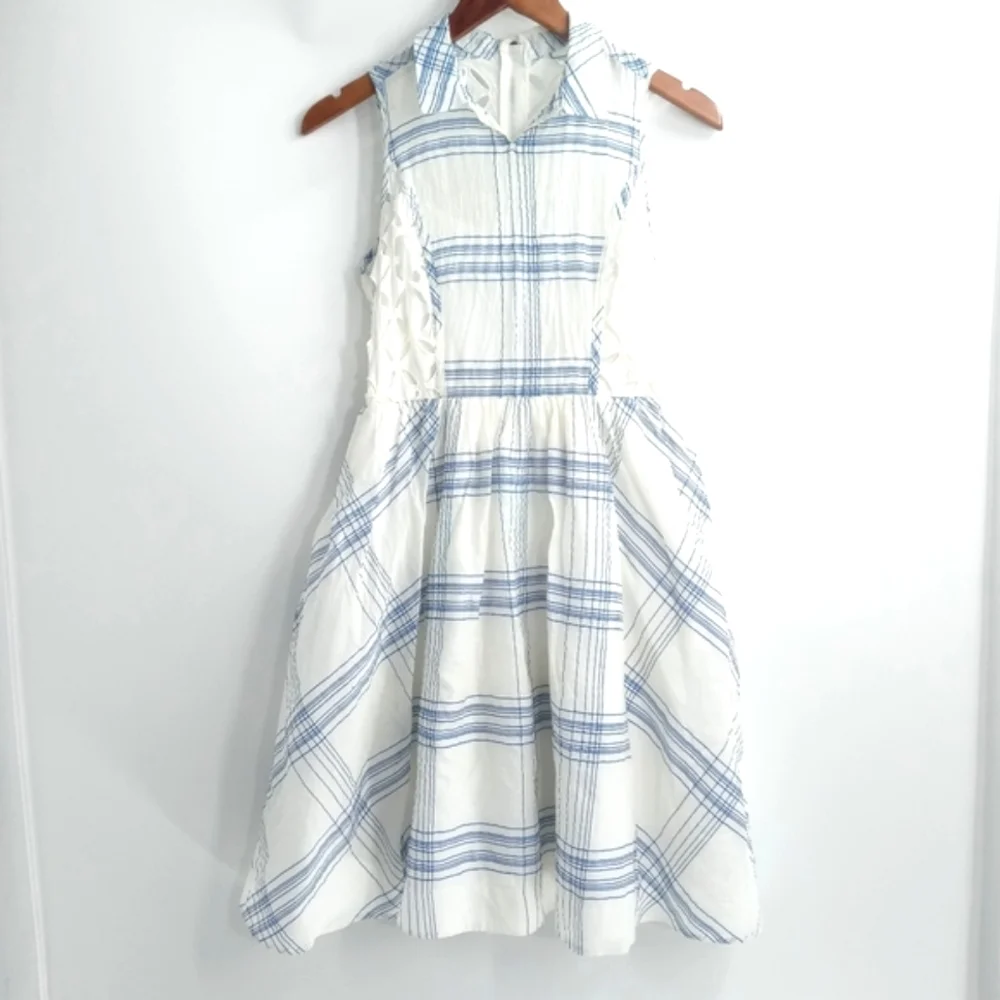 Anthropologie Moulinett Soeurs Dress Seapane Eyelet White Blue - Picture 4 of 15
